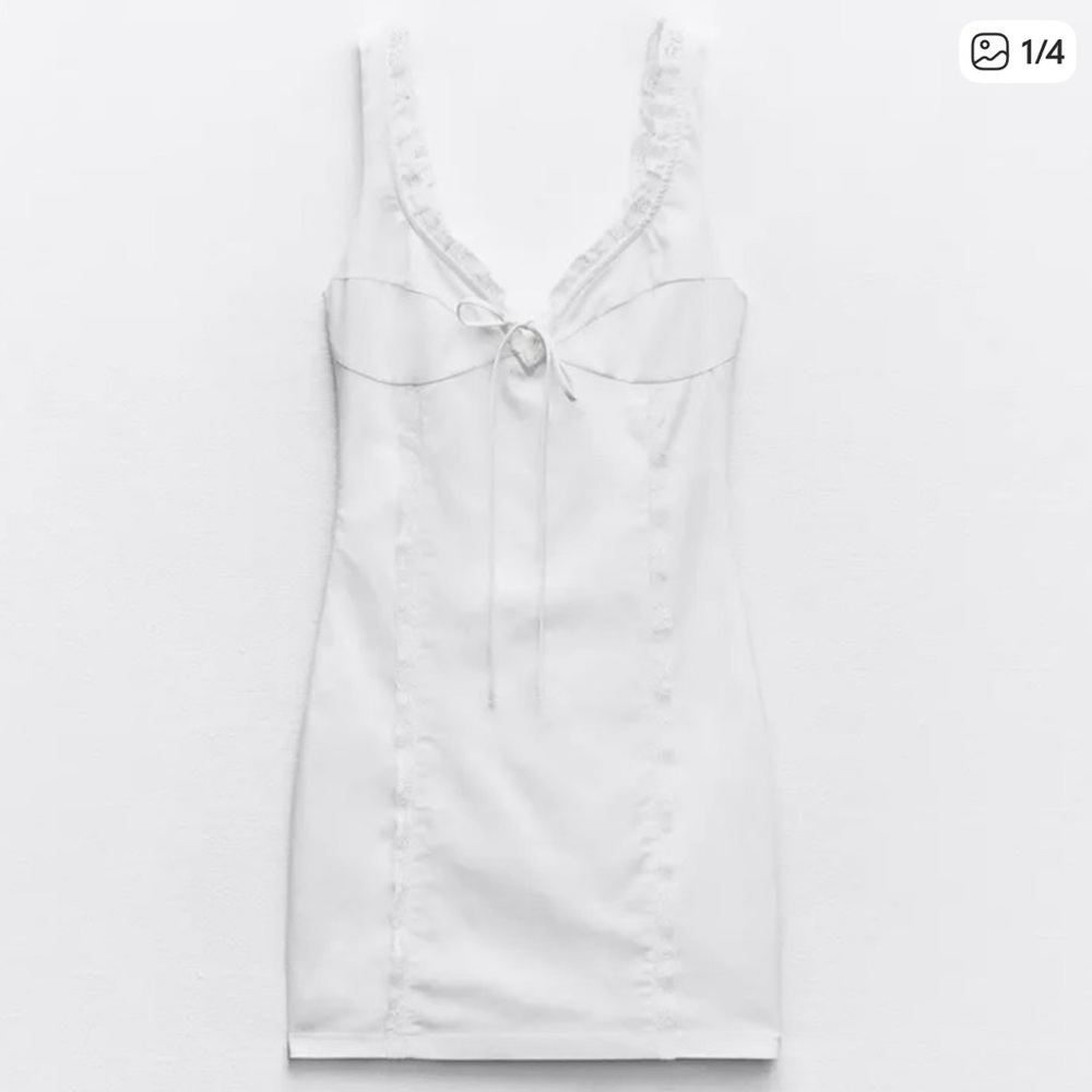 Zara White Women’s Mini Dress lace trim